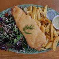 Vegan Fish & Chips. Very yummy and serving size was huge!  at Doko Demo V in West Burleigh