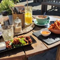 Bang bang popcorn chicken. Sweet potato fries at Doko Demo V in West Burleigh