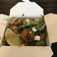 Teriyaki noodle box with vegan chicken  at Wok Box in Kamloops