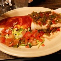 Vegetarian burrito no cheese at El Pinto in Albuquerque