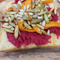 Beetroot toast at Enamora in Bacalar