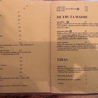 Menu  at La Tienda de Los Unicornios in Granada