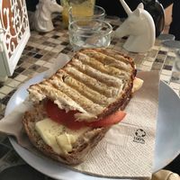 Vegan cheese/tomato sandwich  at La Tienda de Los Unicornios in Granada