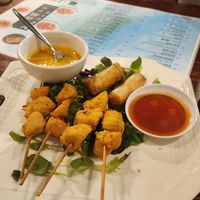 Satay skewers and spring rolls, do not recommend them at Vegie Mum in Fitzroy