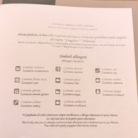 Clearly labelled Allergen list at Ristorante Lo Stornello in Stresa