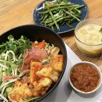 Tofu cha han, wok fried greens & pandan colada  at Wagamama in Brighton