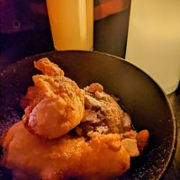 Deep fried banana dessert at Fat Choi in Toronto