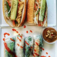 fried tofu bahn mi and tofu summer rolls   at Sprout of Rice & Noodles in Lancaster