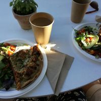 Vegan Pie with salad at Galleri Stenhallen Café in Borgholm