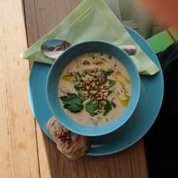 Soup with homemade bread at Galleri Stenhallen Café in Borgholm