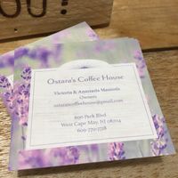 Ostara’s  beautiful business cards  at Ostara's Coffee House in West Cape May