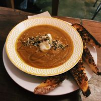 pumpkin soup special with a colliflower cream is so good but only available as a special at Main Deck in Huskisson