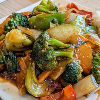 Spicy family tofu with mixed vegetables at Simply Ramen in Albany