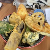 tempura and rice bowl  at Marugoto Vegan Dining Asakusa in Tokyo
