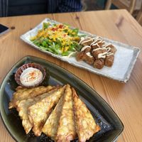 Tempeh with Salad and soy bites   at Marugoto Vegan Dining Asakusa in Tokyo