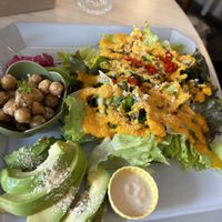 Lunch Salad - check out the cheese sauce!  at Marugoto Vegan Dining Asakusa in Tokyo