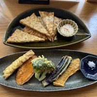 Side of tempeh and side of tempura   at Marugoto Vegan Dining Asakusa in Tokyo