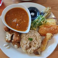 Lunch plate at Marugoto Vegan Dining Asakusa in Tokyo
