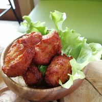 Fake meat side dish at Marugoto Vegan Dining Asakusa in Tokyo