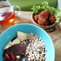 Acai bowl in the eating at Marugoto Vegan Dining Asakusa in Tokyo