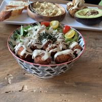 Ricebowl with Fried Soy Meat at Marugoto Vegan Dining Asakusa in Tokyo