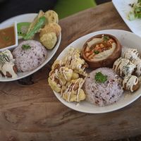 Set meals at Marugoto Vegan Dining Asakusa in Tokyo