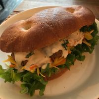 Bread with falafel, lettuce and carrot at Marugoto Vegan Dining Asakusa in Tokyo