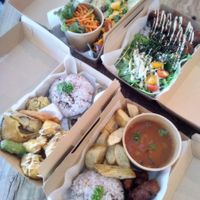 Lunch boxes at Marugoto Vegan Dining Asakusa in Tokyo