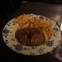 Jacket potato with bean chilli and chips at The Sovereign of The Seas in Orpington