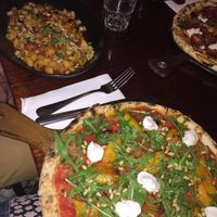 Macaroni dish and pizza at Rococo in St Kilda