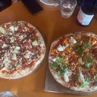 Our two pizzas were very tasty.  at Borruso's in Crows Nest