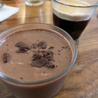 The chocolate pot with a coffee   at Kapunka Vegan in Paris