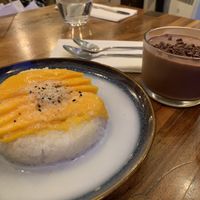 Mango sticky Rice and chocolate dessert   at Kapunka Vegan in Paris