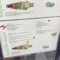 English menu at Kapunka Vegan in Paris