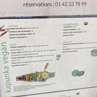 French menu at Kapunka Vegan in Paris