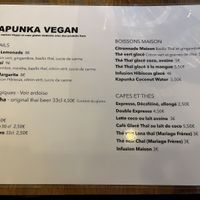 Drink menu  at Kapunka Vegan in Paris