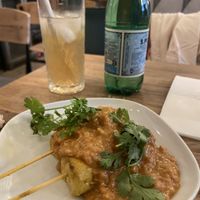 Tofu skewers with peanut sauce   at Kapunka Vegan in Paris