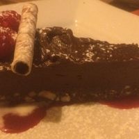 vegan dark chocolate and raspberry torte.  at The Vegetarian Red Lion in Ipswich
