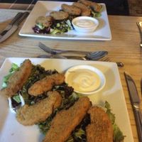 vegan crispy breaded mushrooms at The Vegetarian Red Lion in Ipswich