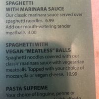 Vegan meatball spaghetti  at Upper Crust Pizza in Chamberlain