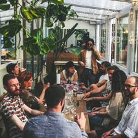 Our conservatory space is available for private dining for up to 14 guests or 30 standing for drinks at Honeymoon in East London