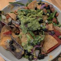 Vegan nachos (picture taken after eating half) at Ranch Camp in Stowe