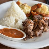 Vegan Rendang! Amazing flavors! With spicy sambal hot sauce.  Order it, eat it, love it!   at BoBoKo in Harrisonburg