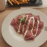 Ravioli and chips😍 at Giusto Restaurante Vegano in Torrevieja