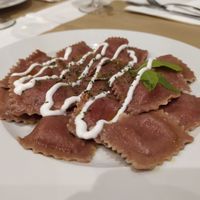 Red Raviolis  at Giusto Restaurante Vegano in Torrevieja