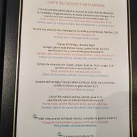 The dessert menu (August 2018). The vegan options have a green vegan logo to the left. at Restaurant Comte Roger in Carcassonne