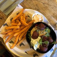 Sweet potato fries and falafel bowel  at The Greyhound Inn in Corfe Castle