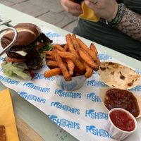 Vegan lentil burger  at The Greyhound Inn in Corfe Castle