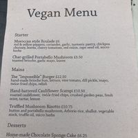 Vegan menu (as of Aug. 2019) at The Riverside in Dunblane