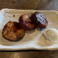 The mochimochi okara mochi’s size got smaller   at Hekkoro in Fujisawa